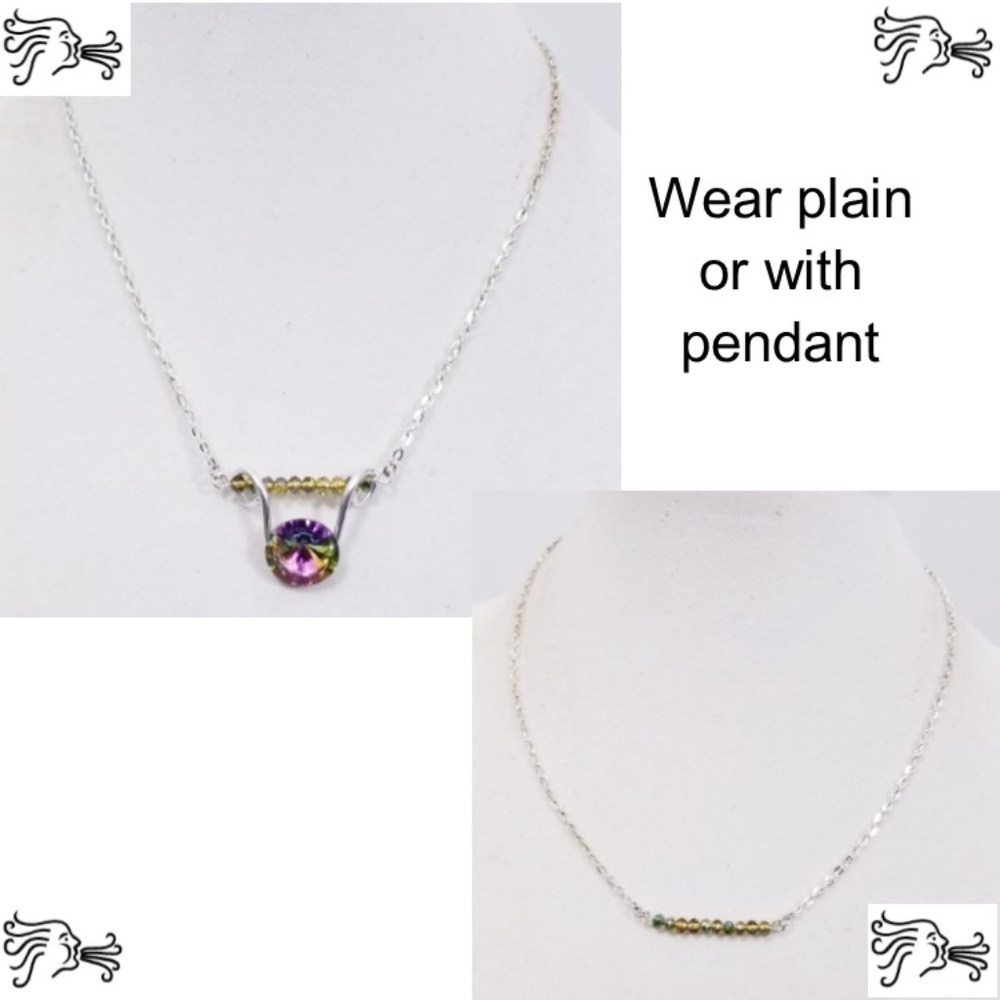 Vitrail Medium Crystal Bar Necklace Pendant Silver
